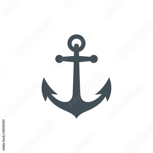 A simple dark grey anchor symbolizes stability and security in maritime endeavors.