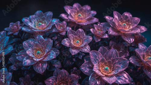 Glowing Purple Flowers Close-Up