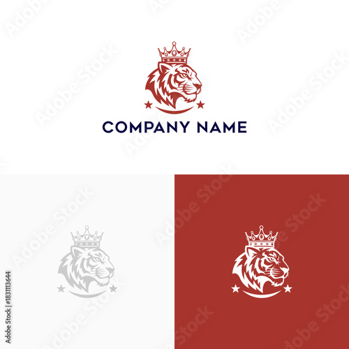 Regal Tiger: A majestic logo featuring a crowned tiger head for branding and design