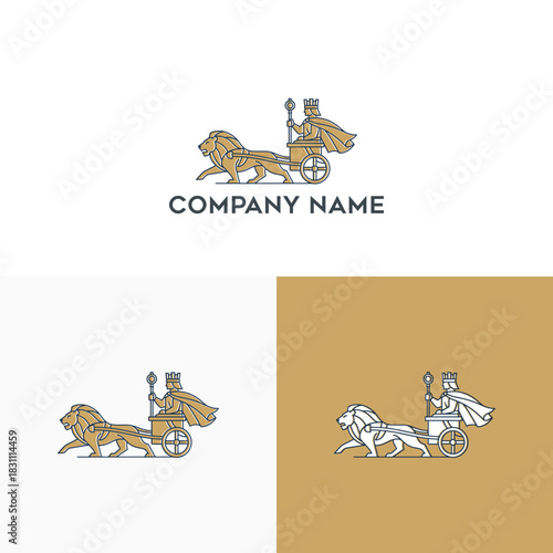 Regal Lion Chariot Logo A Timeless Symbol of Strength and Majesty
