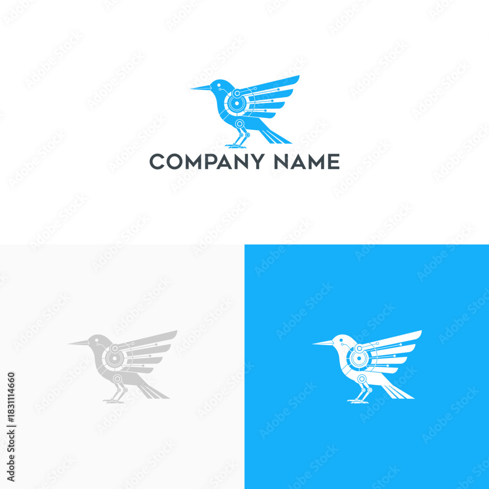 Fototapeta premium Elegant Bird Logo Design with Mechanical Wings - Modern and Eye-Catching