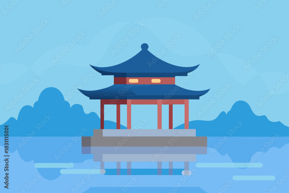 Fototapeta premium Pagoda on the water art