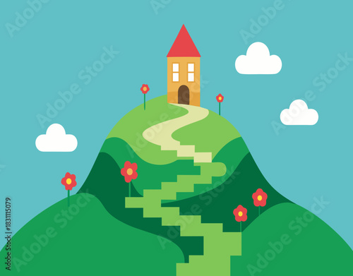 House on a hill scene
