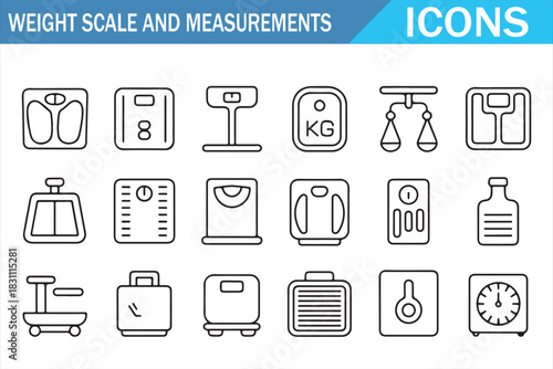 Industrial and Personal Weight Scale Outline Icons Collection