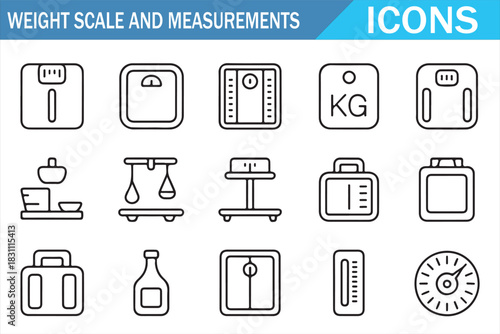 Measurement and Weighing Device Outline Icons for App and UI Design
