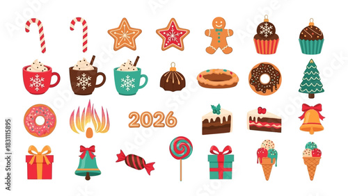 Festive Holiday Delights: An array of Christmas-themed sweets and ornaments arranged together, embodying the spirit of the season.