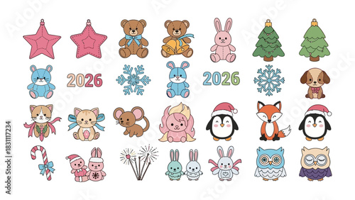 Festive winter collection: Captivating hand-drawn illustrations and ornaments that embody the enchantment of the season, creating a joyful atmosphere for your designs.