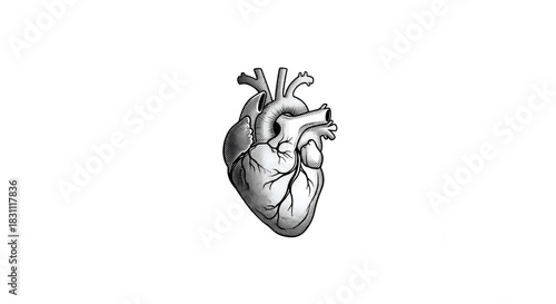 Detailed Cardiovascular Heart Vector – Anatomy Line Art