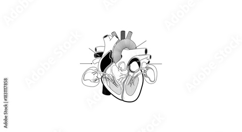 Human Heart Anatomy Silhouette – Medical Biology Illustration