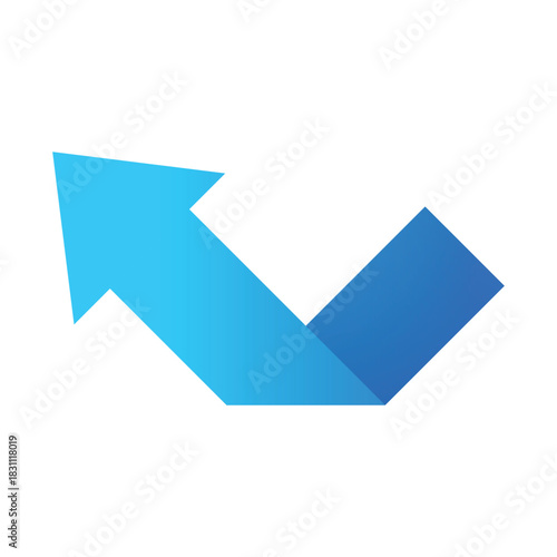 Blue arrow icon, pointing left