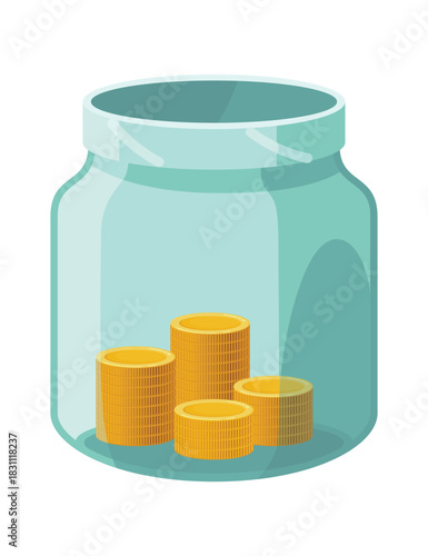 Investing bottle money, icon. Money growing concept, finance savings tree, finances investment. Money growing plant step with deposit coin in bank concept