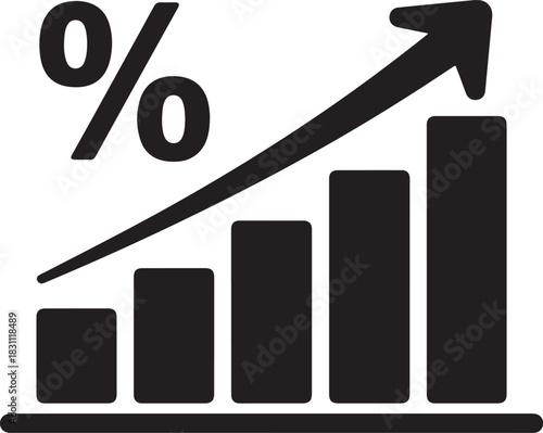 Growing graph icon. Business chart with arrow. Growths chart collection. Profit growing sumbol. Progress bar. Growing bar chart icon vector.