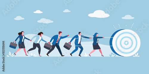 Business team working together to achieve a common goal target