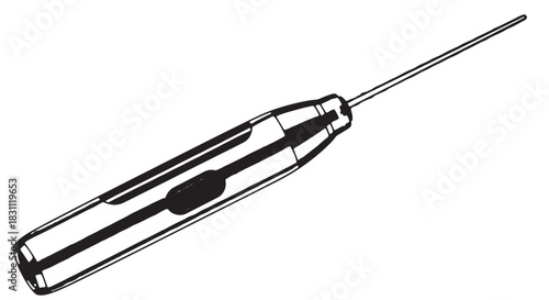 Screwdriver hand tool with flathead blade and metal shaft on white background.