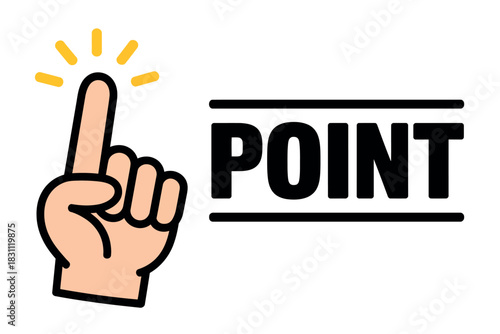 A hand points to the word 'POINT' with a glowing effect indicating emphasis.