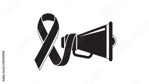 Awareness Ribbon and Megaphone Symbolizing Advocacy, Activism, and Public Voice for Social Issues.