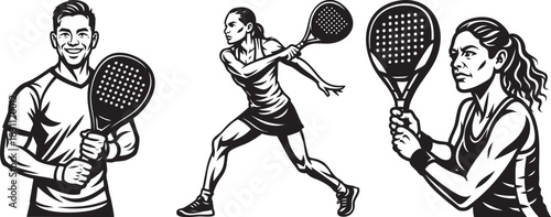 Monochrome illustrations of skateboarders in various poses, riding and resting.