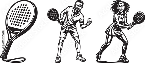 Monochrome illustrations of skateboarders in various poses, riding and resting.