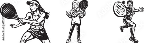 Monochrome illustrations of skateboarders in various poses, riding and resting.