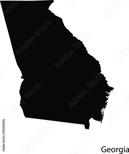 Georgia state map on transparent background. black map of georgia state, USA. vector illustration