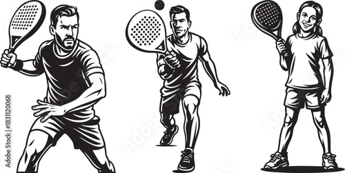 Monochrome illustrations of skateboarders in various poses, riding and resting.