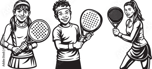 Monochrome illustrations of skateboarders in various poses, riding and resting.