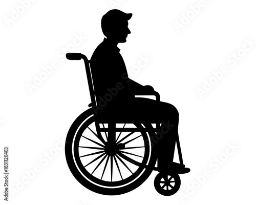 disabled man in wheelchair silhouette vector 