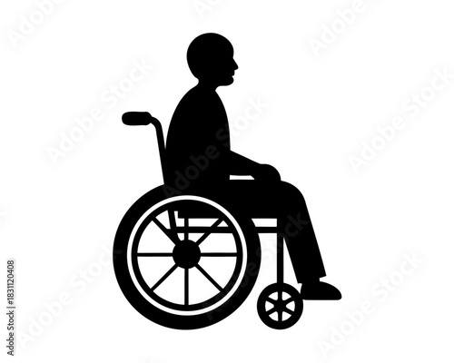 disabled man in wheelchair silhouette vector 