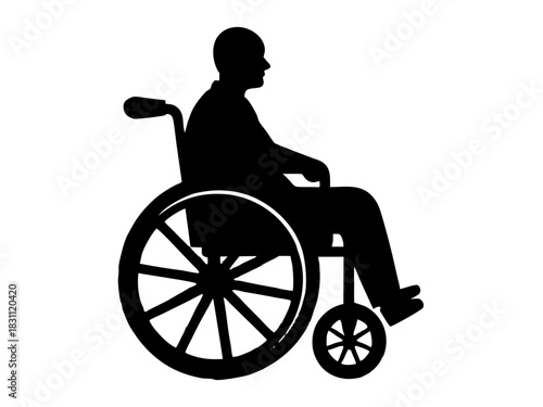 disabled man in wheelchair silhouette vector 
