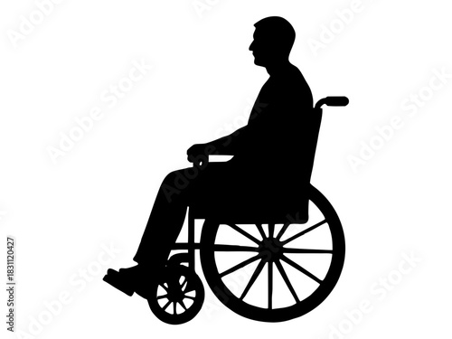 disabled man in wheelchair silhouette vector 