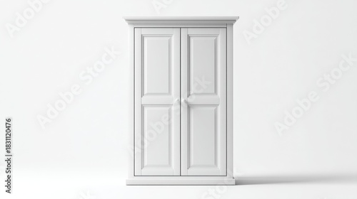 Wallpaper Mural Classic white wooden wardrobe with double doors against a minimalist background Torontodigital.ca