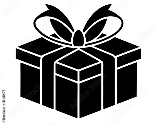 gift box with bow silhouette vector,gift box  icon