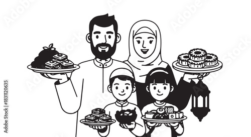 Family Gathering Illustrates Shared Meal Time, Warmth, and Multicultural Cuisine.
