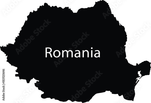Romania map vector outline on transparent background black silhouette accurate geographic borders