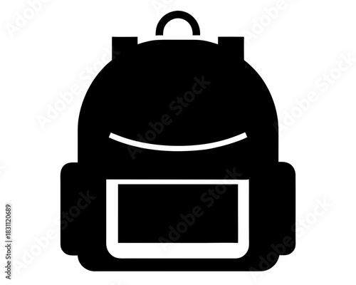 school backpack simple black silhouette vector 