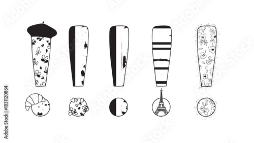 A Row of Ice Cream Treats and Popsicles in Playful Sketch Style with Various Frozen Desserts.