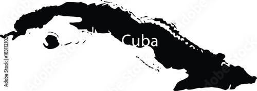 Cuba island map with country name in white on isolated background concept for geography