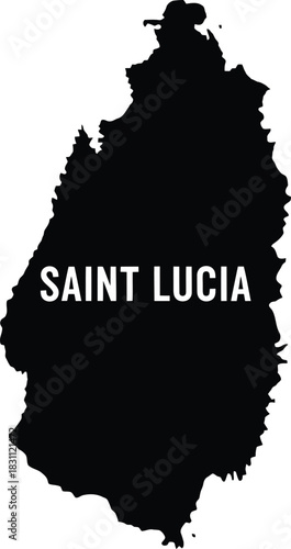 Saint lucia map with country name in white on isolated background concept for geography