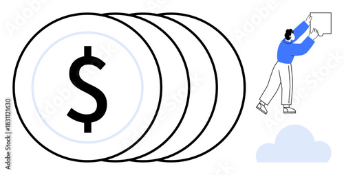 Financial growth concept. Dollar symbols monetary success and financial planning. Financial visuals explore investment, savings, economy, digital finance, and business strategies