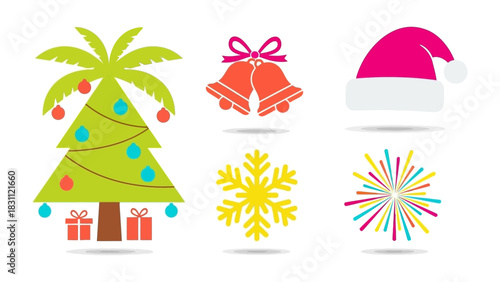 Festive Holiday Icons: A vibrant assortment of icons capturing the spirit of celebration, each a unique symbol of seasonal joy and merriment. 