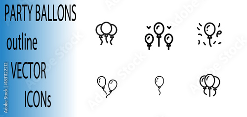 PARTY BALLONS outline vector icons