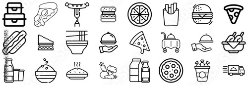 Collection of Food and Drink Icons for Delivery and Dining