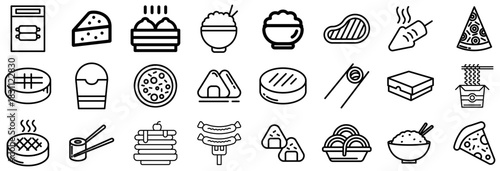 Diverse Collection of Food Icons From Pizza to Sushi and More