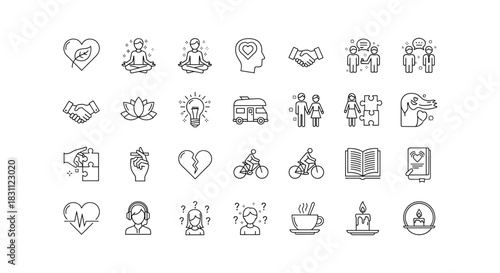 Wellness and self care concept thin line style vector illustration for website banner or social media