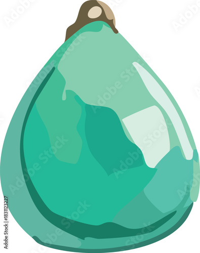 A glossy teal teardrop Christmas ornament with smooth gradients, soft reflections, and a modern festive look.