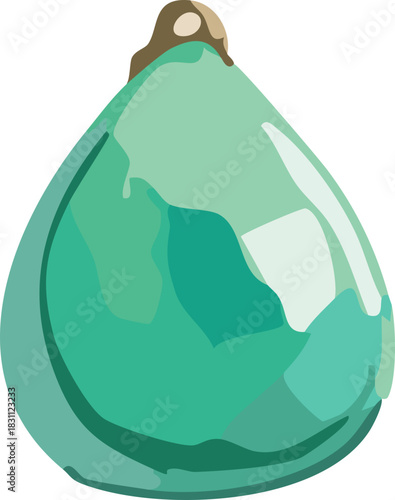 A glossy teal teardrop Christmas ornament with smooth gradients, soft reflections, and a modern festive look.