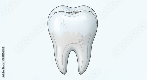 Detailed illustration of a healthy human molar tooth with roots.
