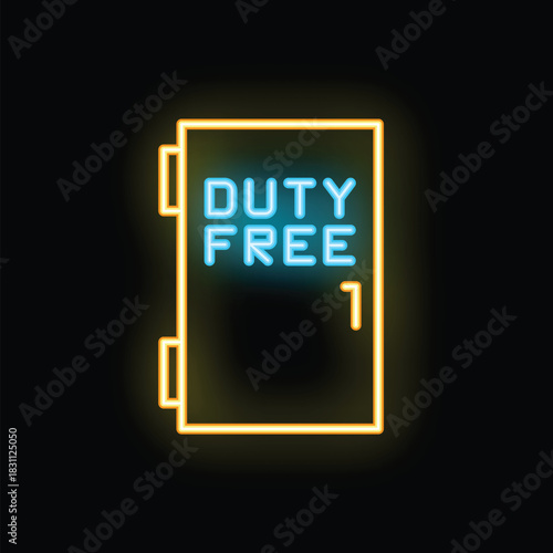 Neon sign indicating the presence of a duty free shop, perfect for travelers