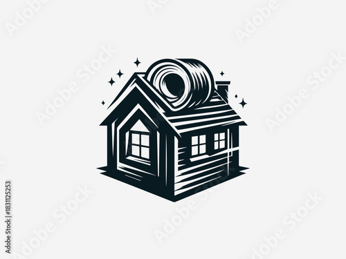 House Roof Wrapping black vector logo illustration