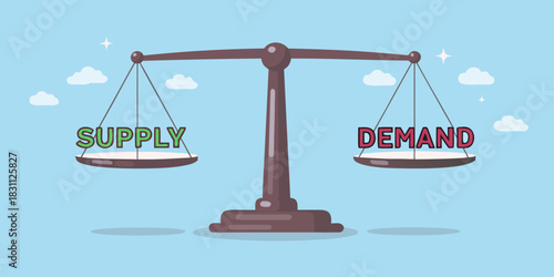 Supply and demand balance scale illustration